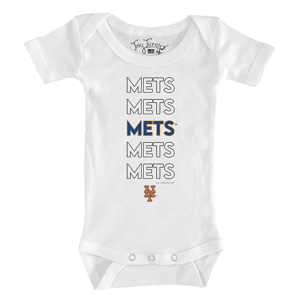 Infant Tiny Turnip White New York Mets Stacked Bodysuit