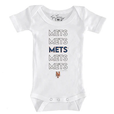 Infant Tiny Turnip White New York Mets Stacked Bodysuit