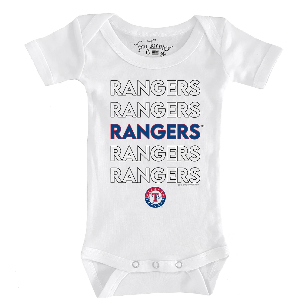 Infant Tiny Turnip White Texas Rangers Stacked Bodysuit