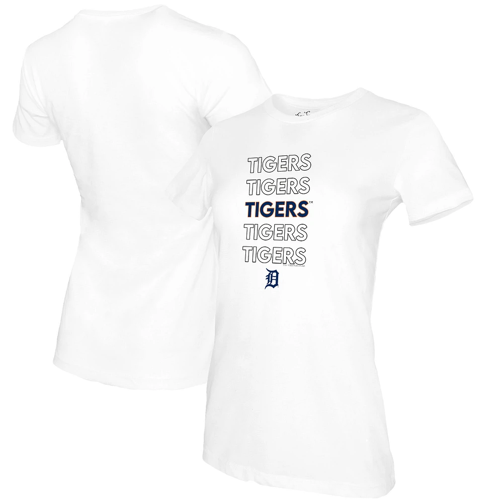 Women's Tiny Turnip White Detroit Tigers Stacked T-Shirt