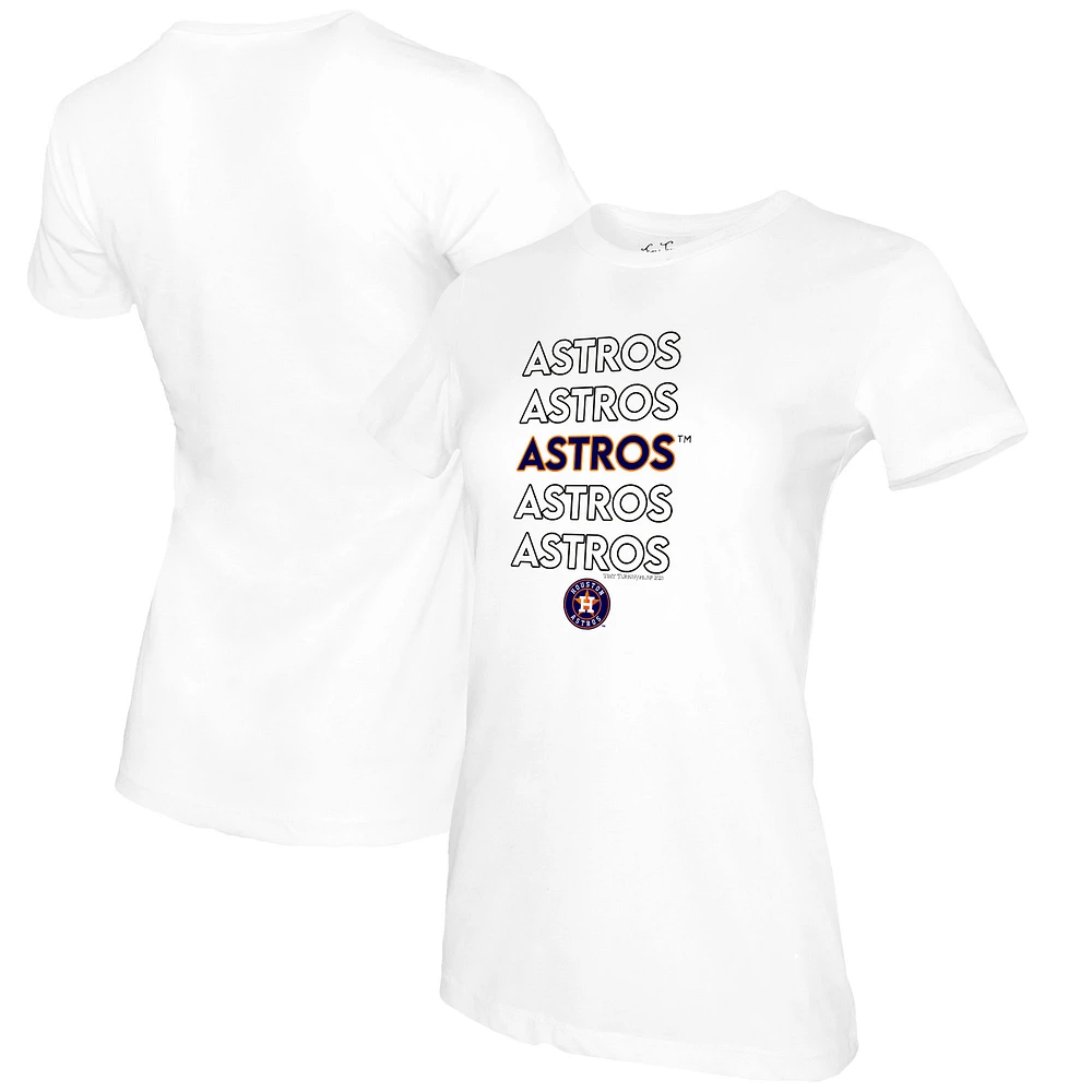 Women's Tiny Turnip White Houston Astros Stacked T-Shirt