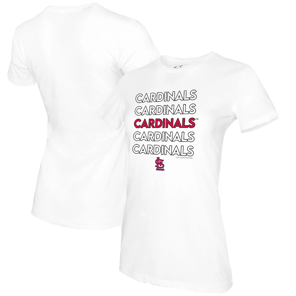 Women's Tiny Turnip White St. Louis Cardinals Stacked T-Shirt