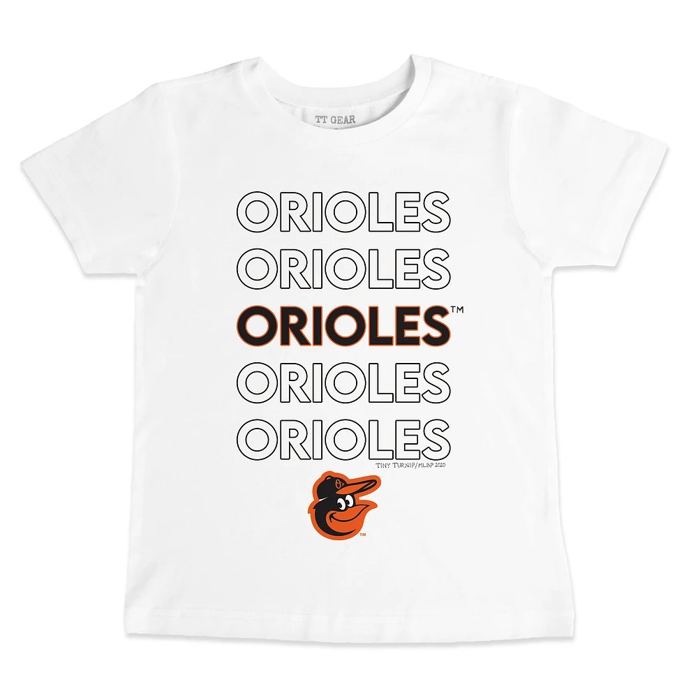 Infant Tiny Turnip White Baltimore Orioles Stacked T-Shirt