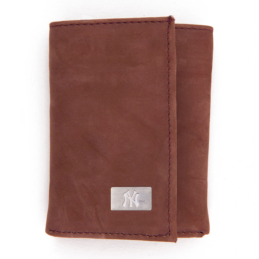 New York Yankees Leather Trifold Wallet with Concho