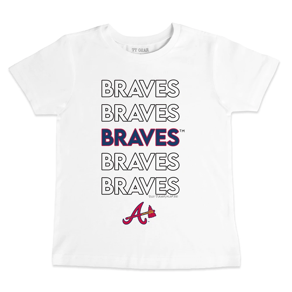 Toddler Tiny Turnip White Atlanta Braves Stacked T-Shirt