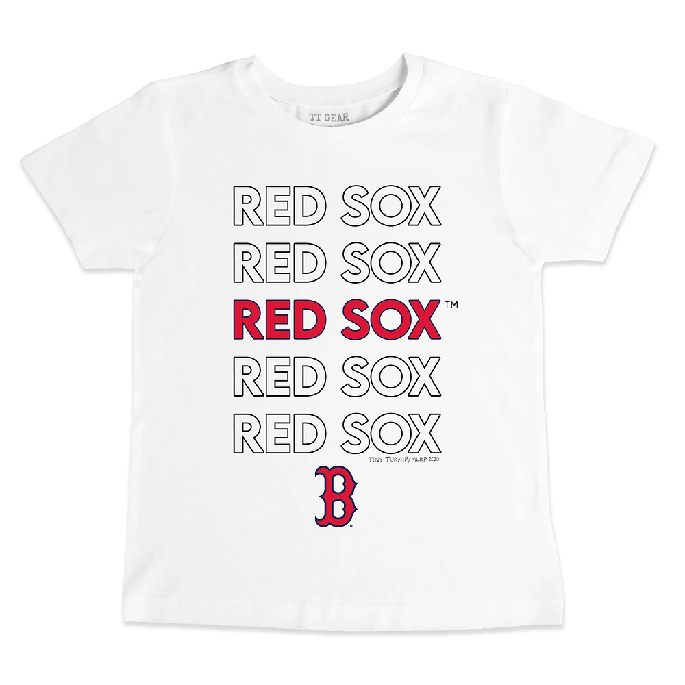 Toddler Tiny Turnip White Boston Red Sox Stacked T-Shirt