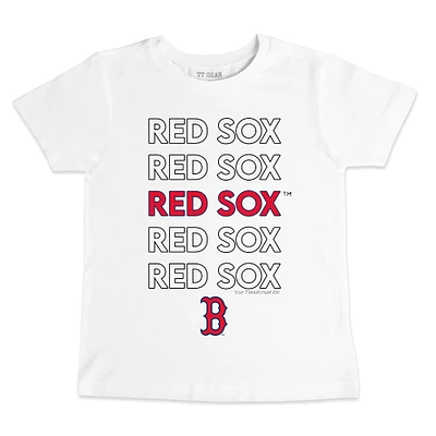 Toddler Tiny Turnip White Boston Red Sox Stacked T-Shirt