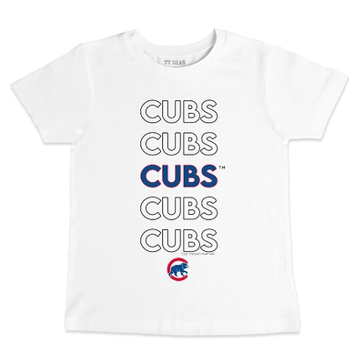 Toddler Tiny Turnip White Chicago Cubs Stacked T-Shirt