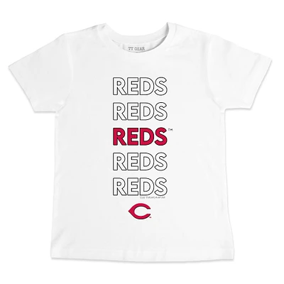 Toddler Tiny Turnip White Cincinnati Reds Stacked T-Shirt