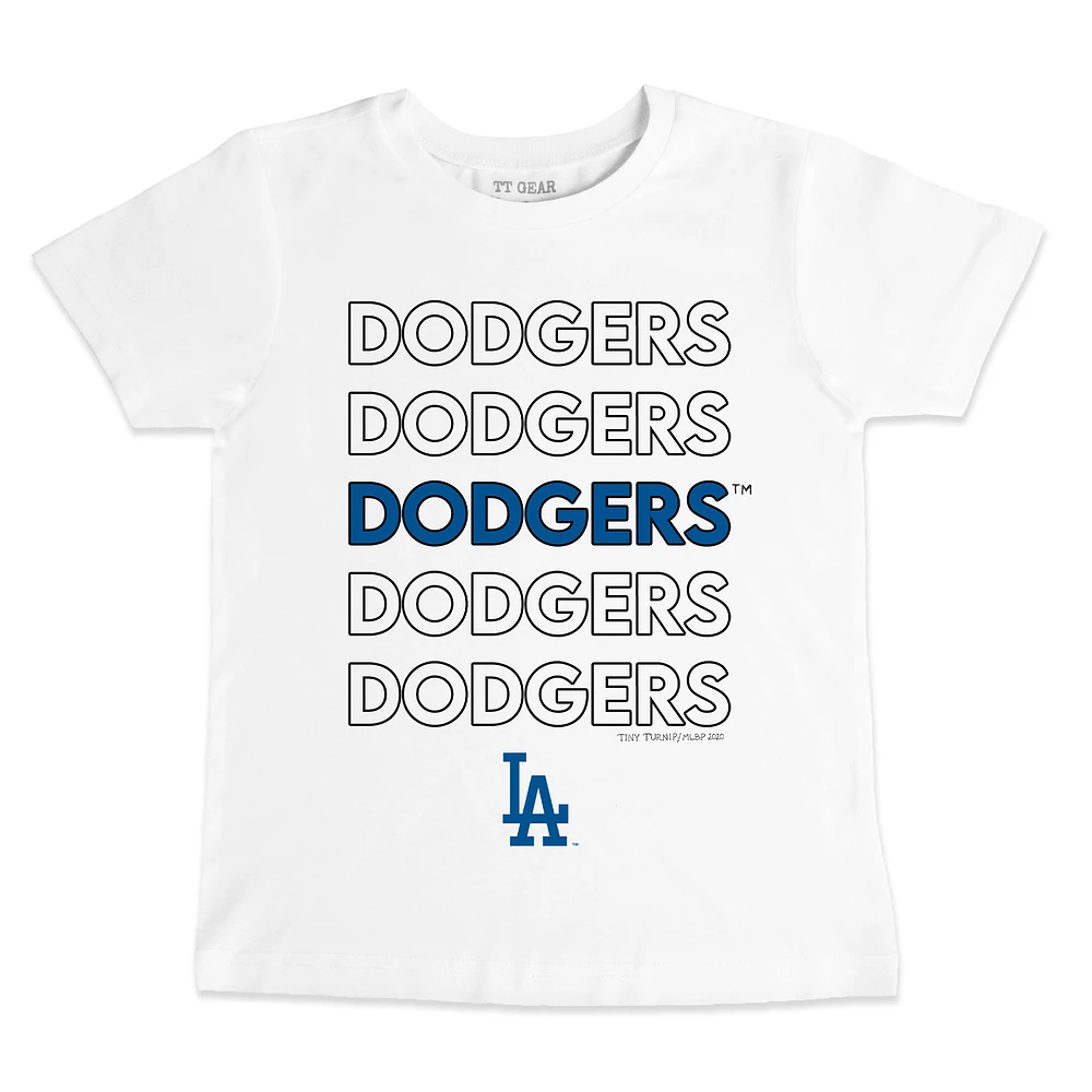 Toddler Tiny Turnip White Los Angeles Dodgers Stacked T-Shirt