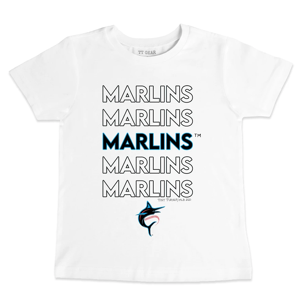 Toddler Tiny Turnip White Miami Marlins Stacked T-Shirt