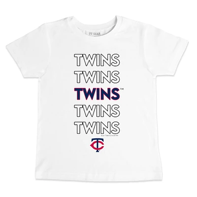 Toddler Tiny Turnip White Minnesota Twins Stacked T-Shirt