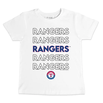 Toddler Tiny Turnip White Texas Rangers Stacked T-Shirt