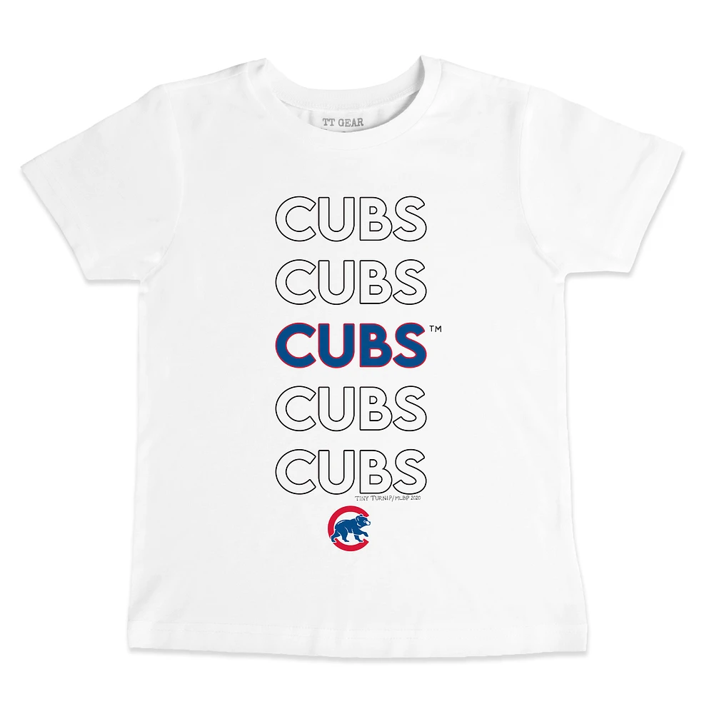 Youth Tiny Turnip White Chicago Cubs Stacked T-Shirt