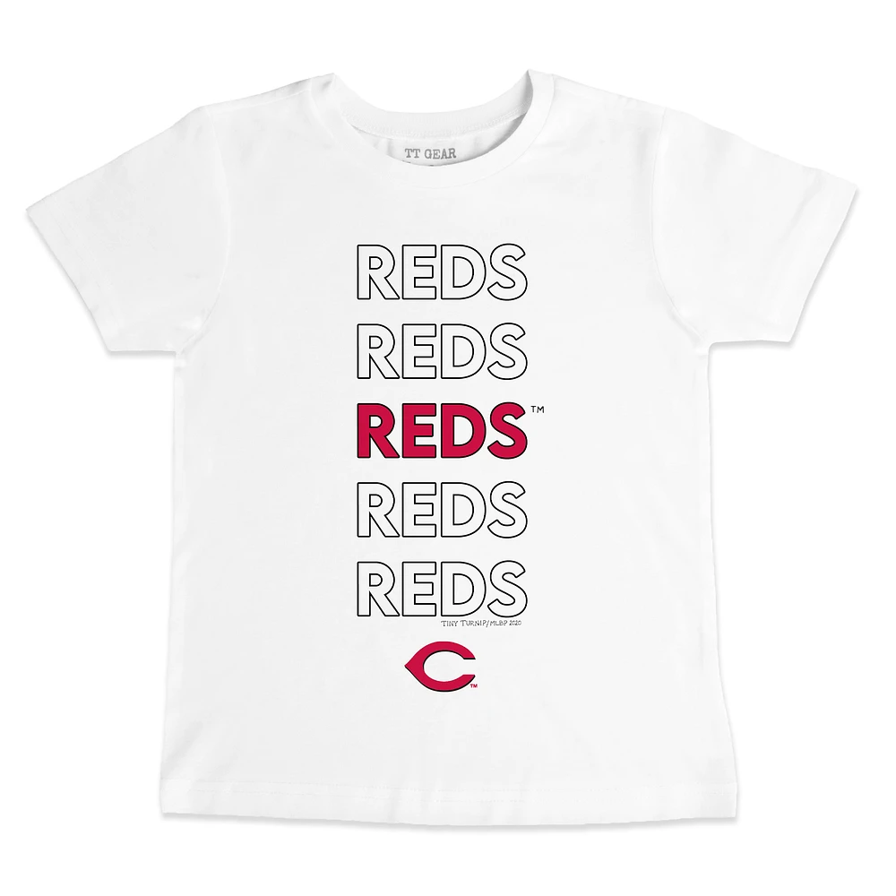 Youth Tiny Turnip White Cincinnati Reds Stacked T-Shirt