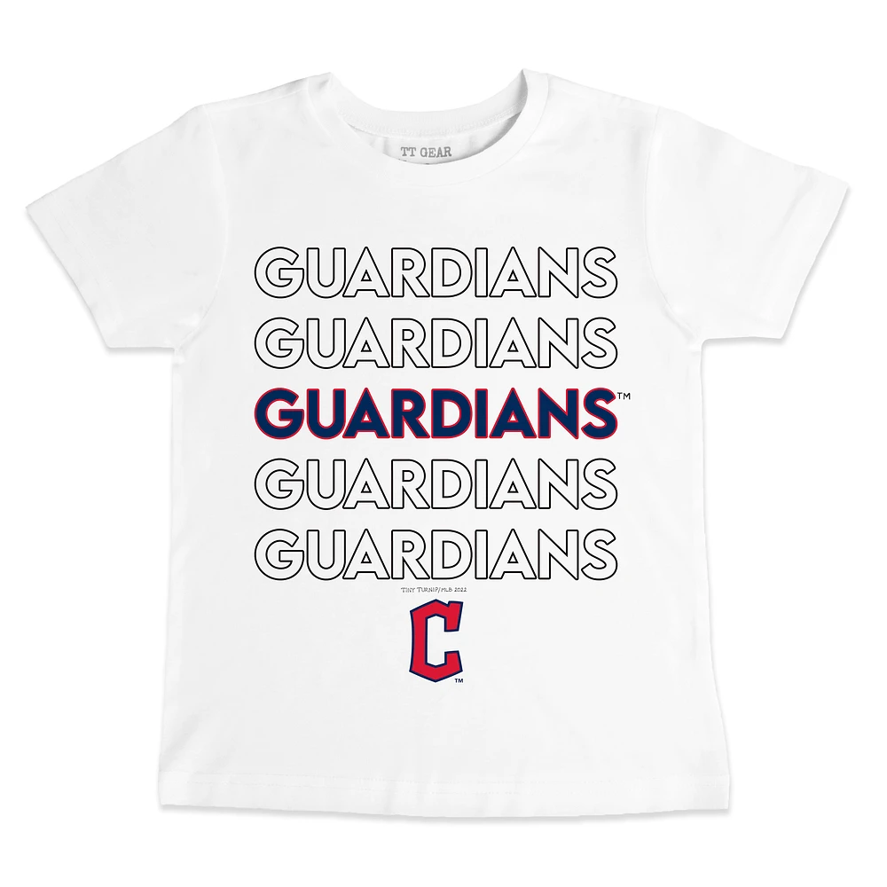Youth Tiny Turnip White Cleveland Guardians Stacked T-Shirt