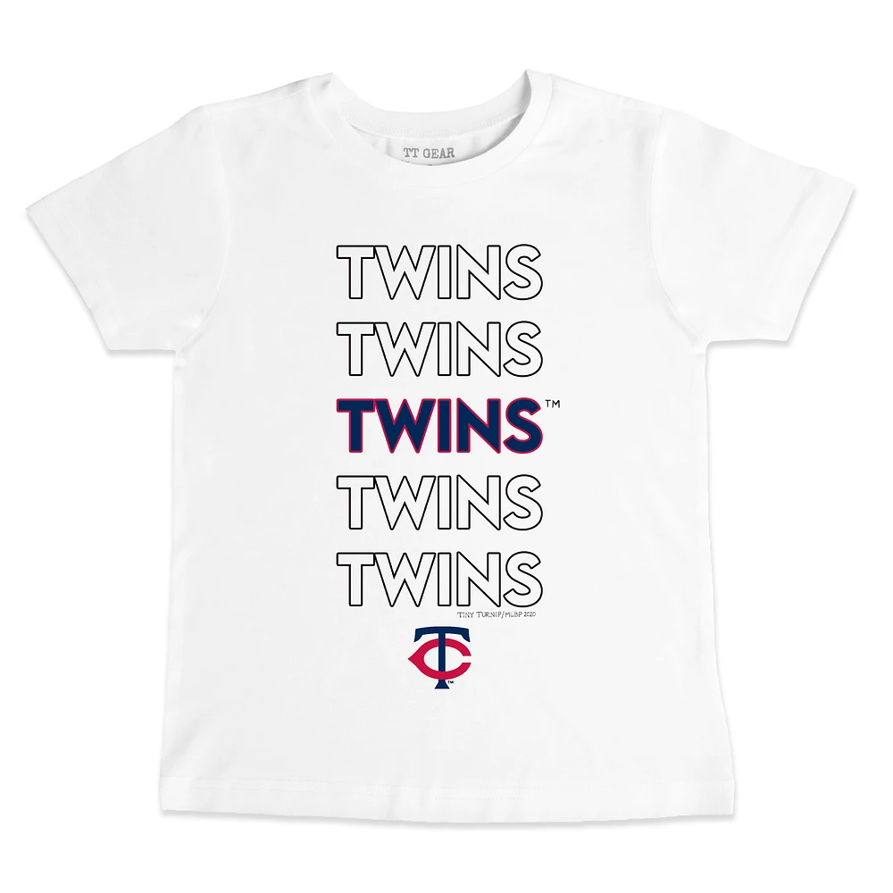 Youth Tiny Turnip White Minnesota Twins Stacked T-Shirt