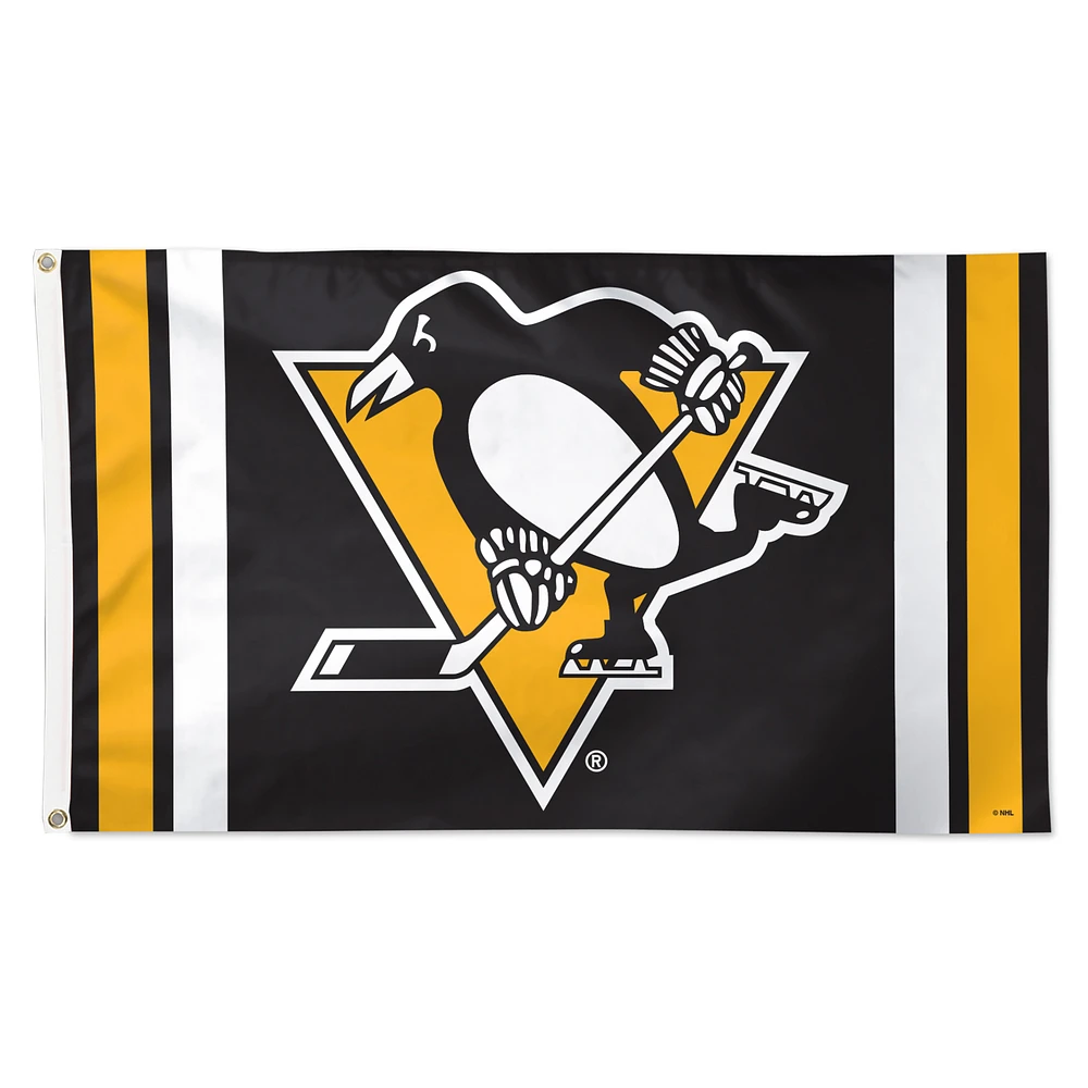 WinCraft Pittsburgh Penguins 3' x 5' Logo Stripe Deluxe Single-Sided Flag
