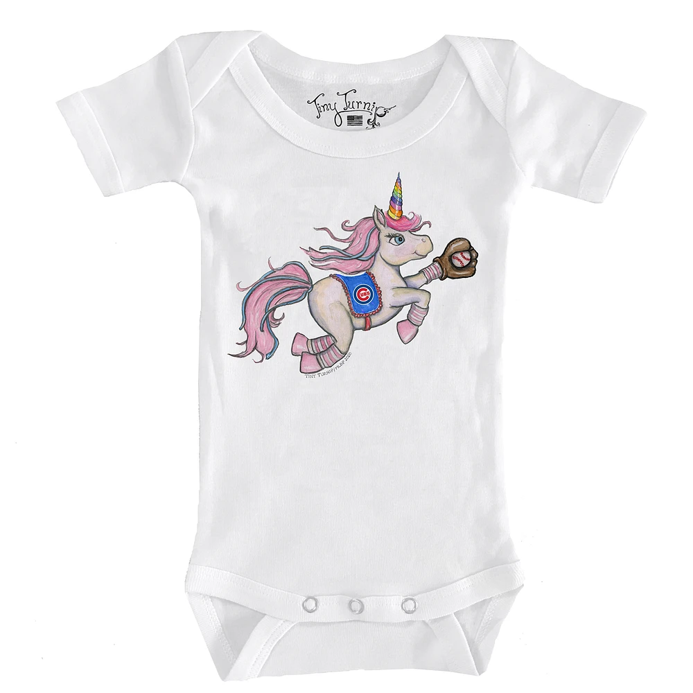 Infant Tiny Turnip White Chicago Cubs Unicorn Bodysuit