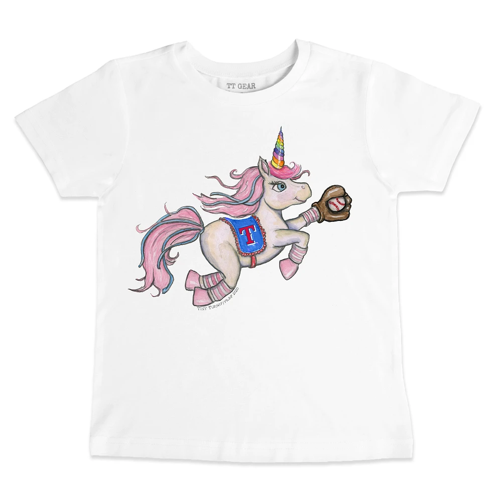 Toddler Tiny Turnip White Texas Rangers Unicorn T-Shirt