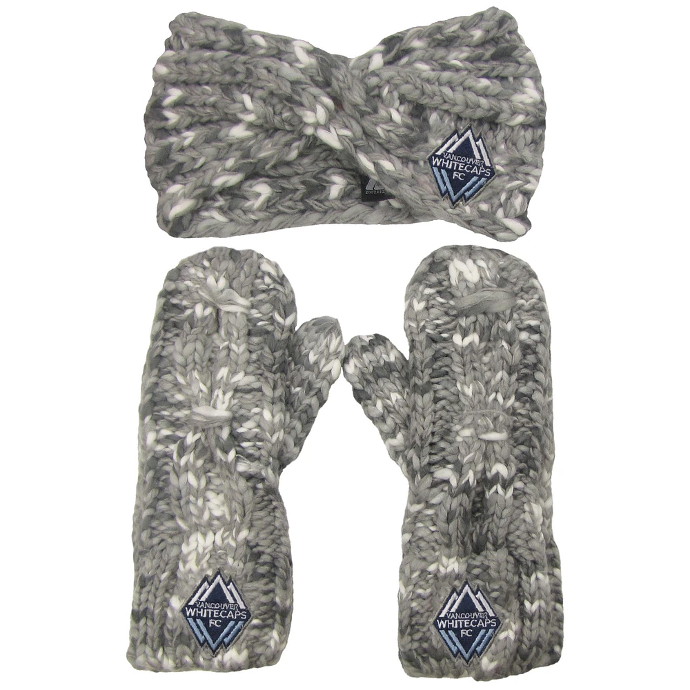 Women's ZooZatz Gray Vancouver Whitecaps FC Marled Headband and Mittens Set