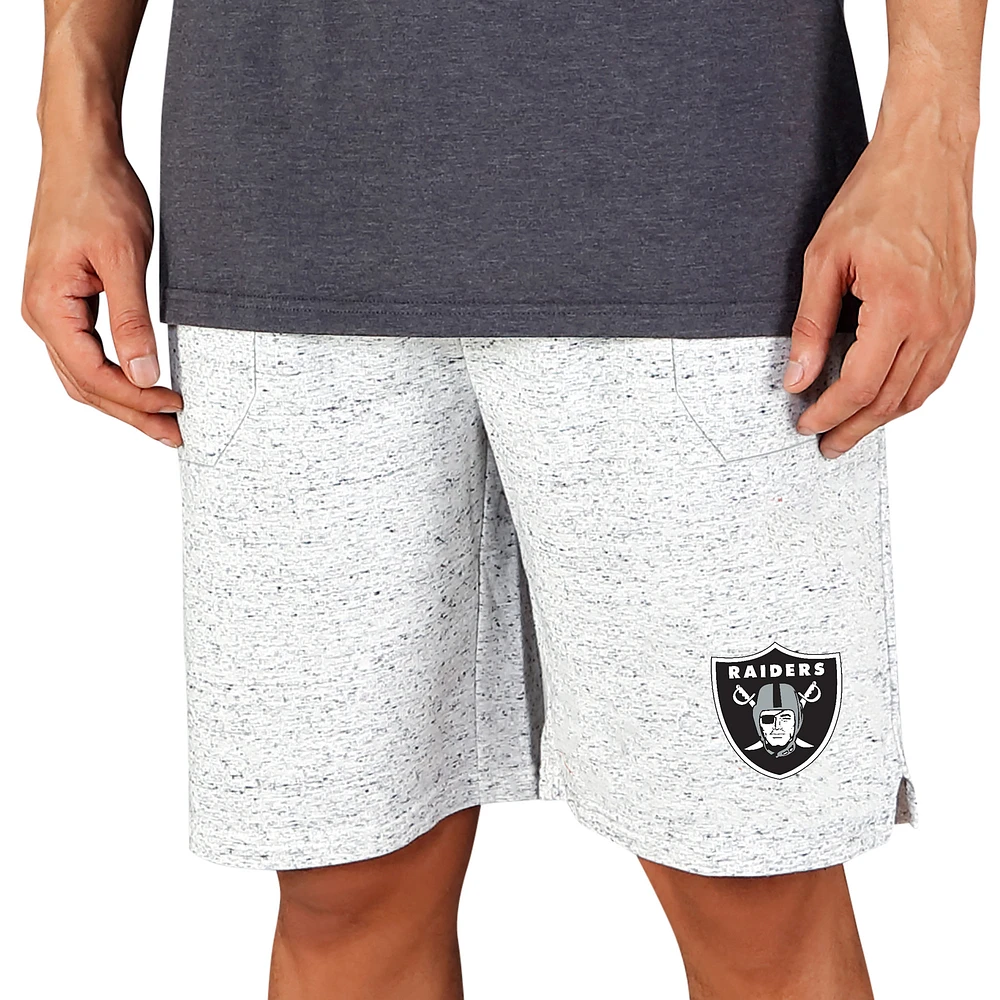 Men's Concepts Sport White/Charcoal Las Vegas Raiders Throttle Knit Jam Shorts