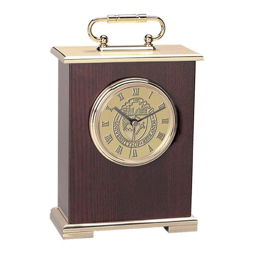 Gold University of Redlands Bulldogs Carriage Clock