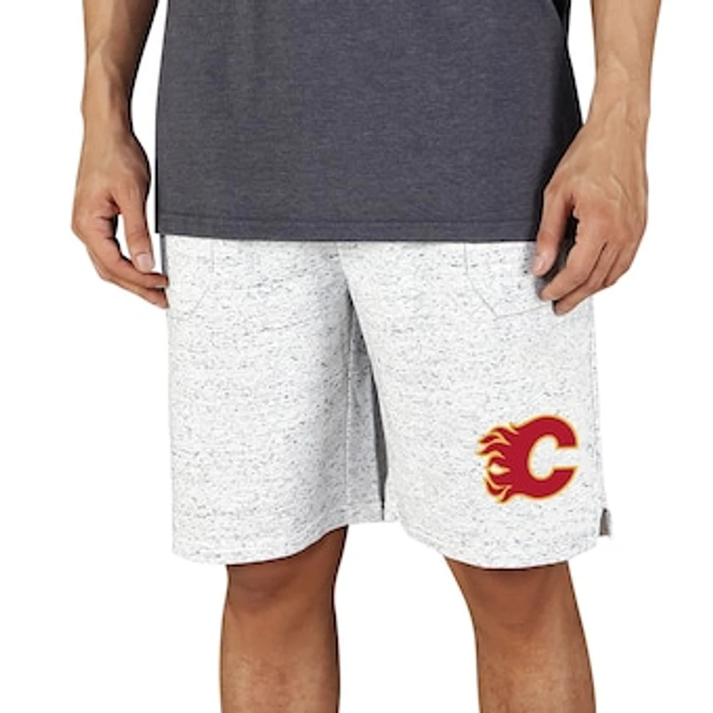 Men's Concepts Sport White/Charcoal Calgary Flames Throttle Knit Jam Shorts