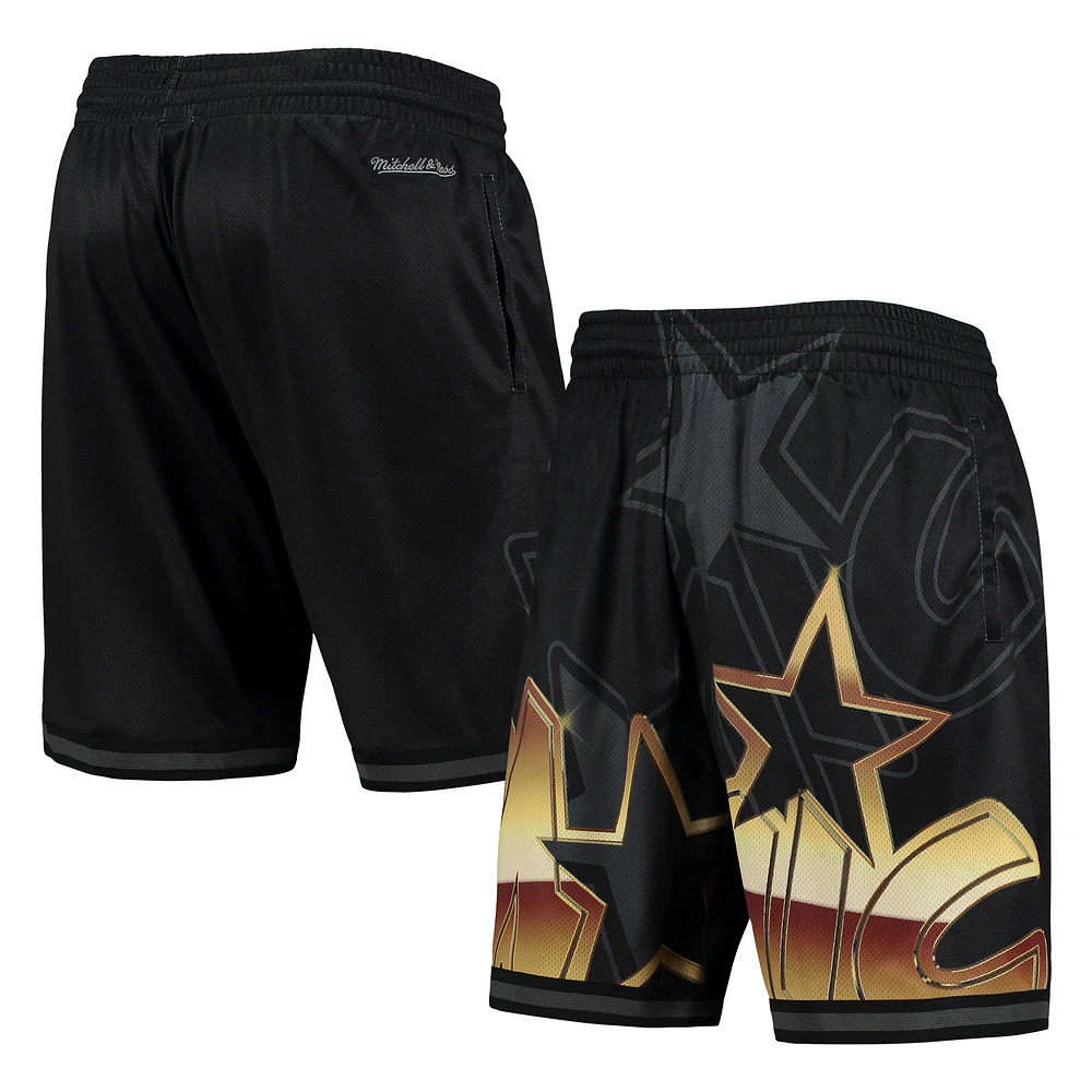 Men's Mitchell & Ness Black Orlando Magic Big Face 4.0 Fashion Shorts