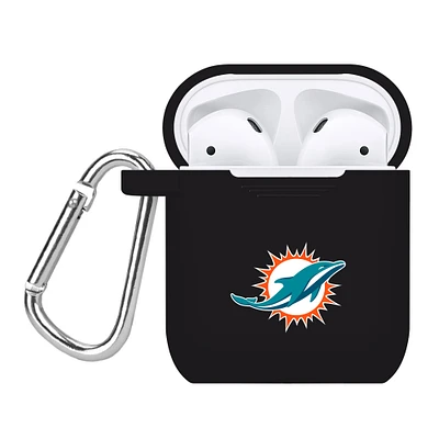 Black Miami Dolphins Silicone Apple AirPods Case Cover