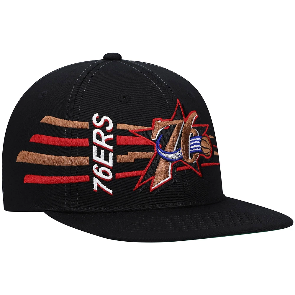 Men's Mitchell & Ness Black Philadelphia 76ers Hardwood Classics Retro Bolt Deadstock Snapback Hat