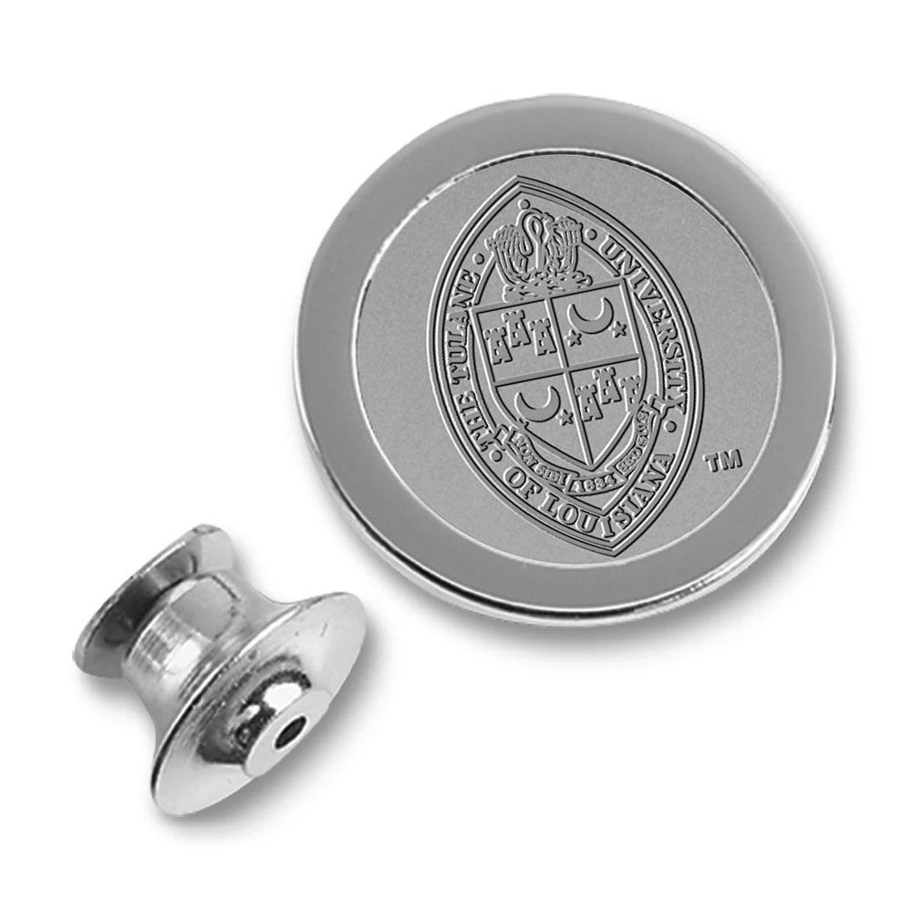 Silver Tulane Green Wave Shield Lapel Pin
