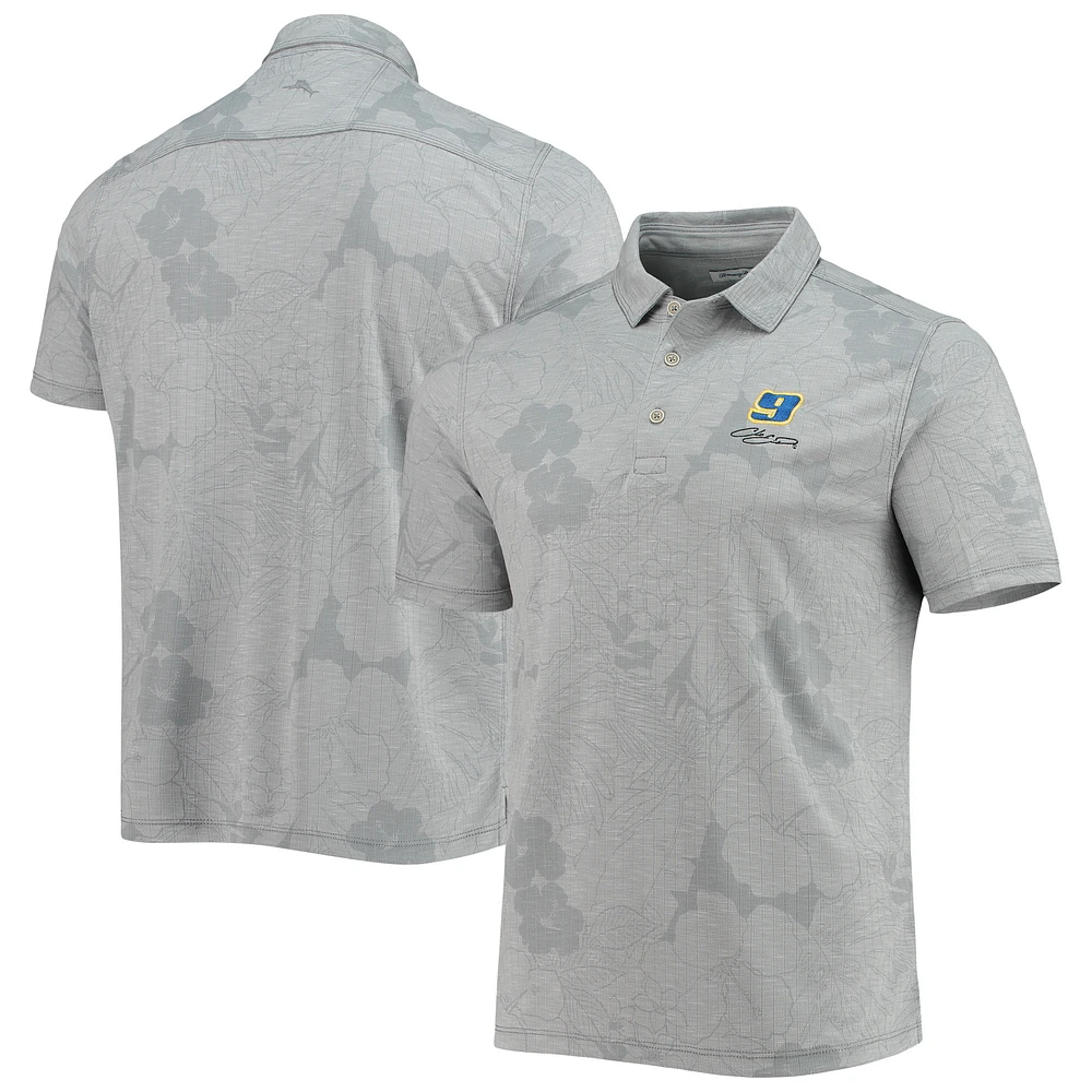 Men's Tommy Bahama Gray Chase Elliott Miramar Blooms Polo