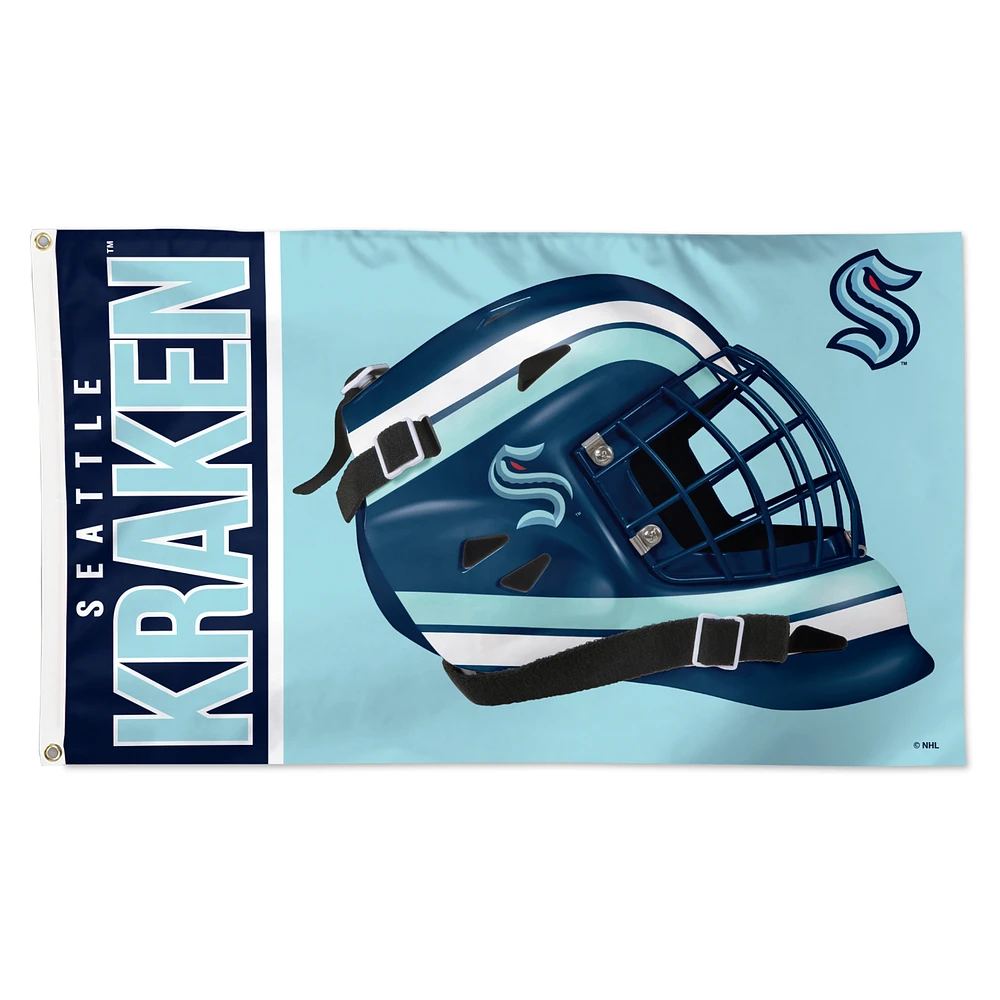 WinCraft Seattle Kraken 3' x 5' Goalie Mask Deluxe Single-Sided Flag