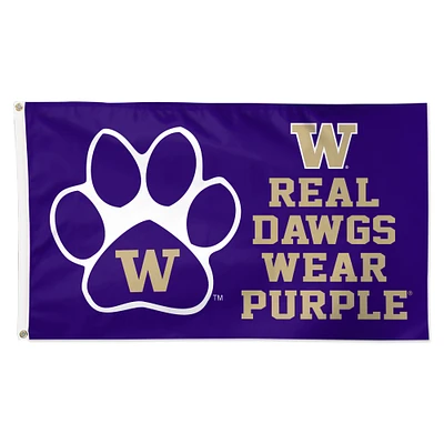 WinCraft Washington Huskies 3' x 5' Single-Sided Deluxe Mascot Flag