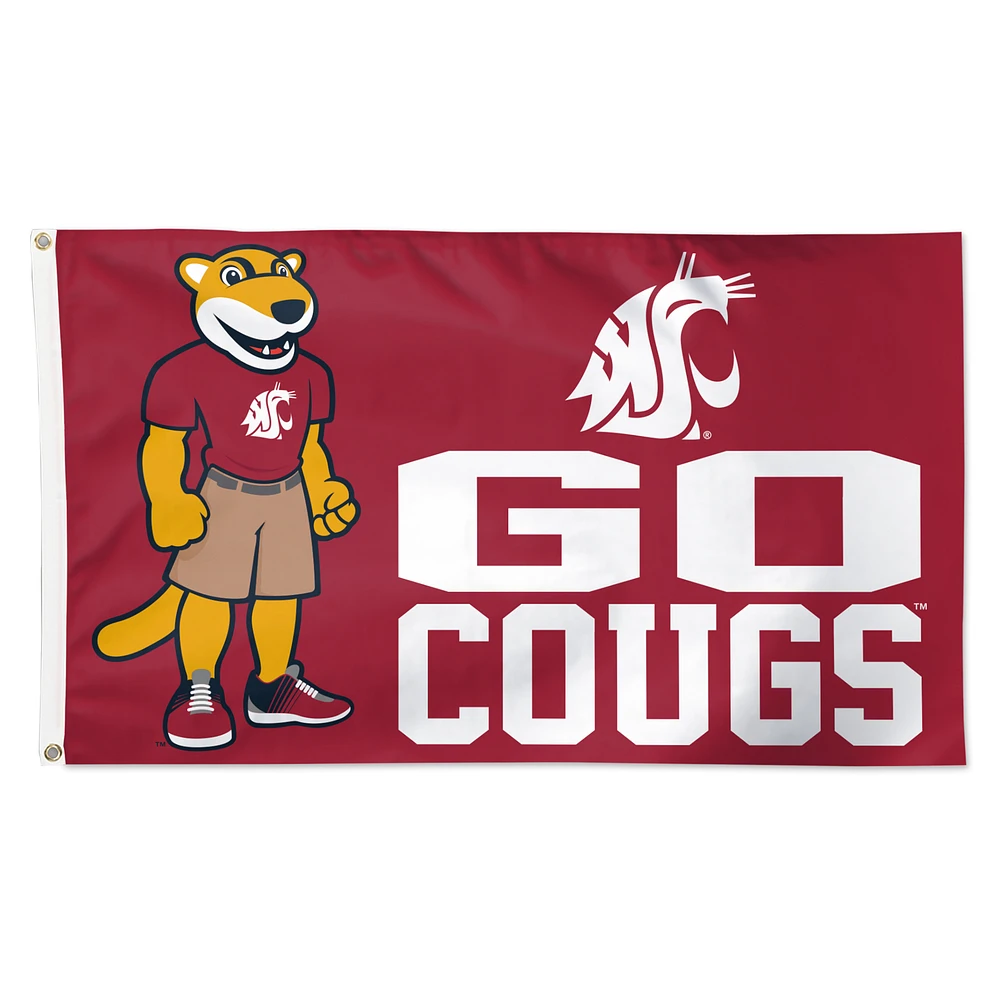 WinCraft Washington State Cougars 3' x 5' Single-Sided Deluxe Mascot Flag