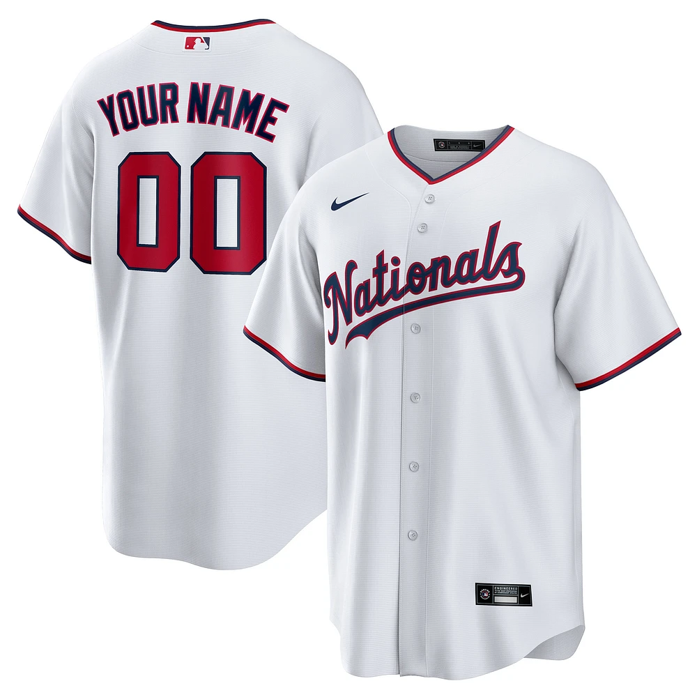 Youth Nike White Washington Nationals Replica Custom Jersey