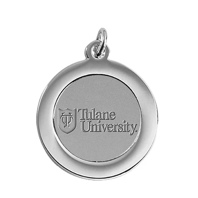 Silver Tulane Green Wave Pendant