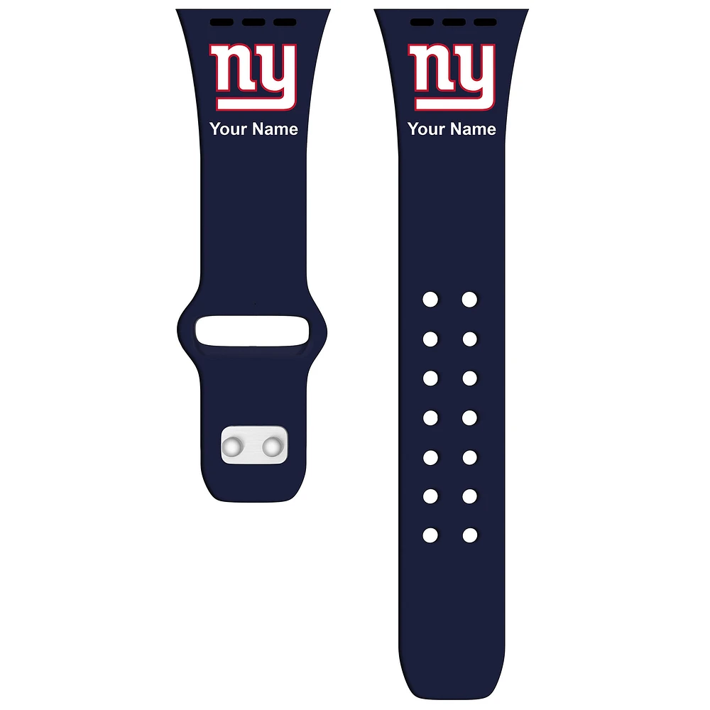 New York Giants 42/44/45mm Personalized Silicone Apple Watch Band