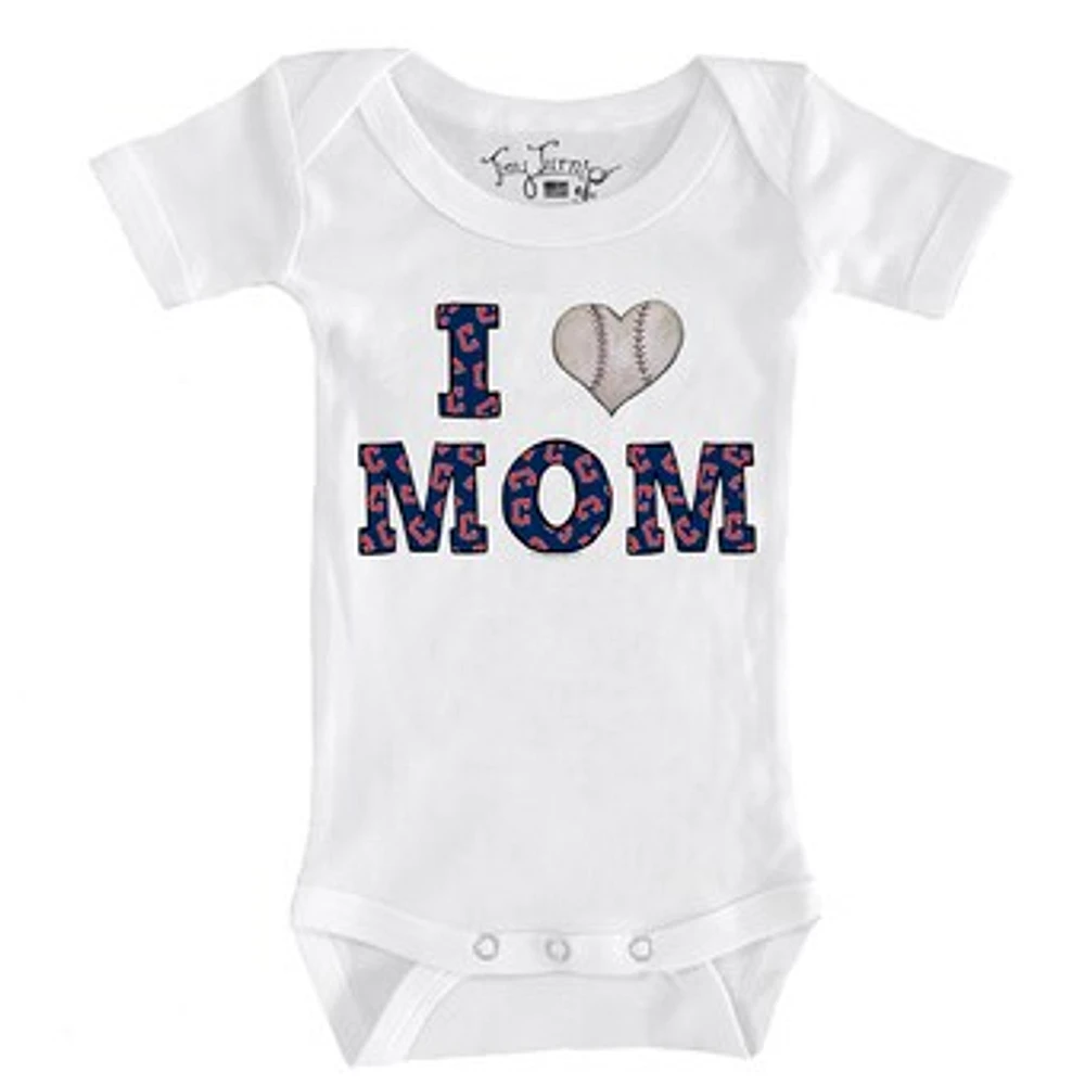 Infant Tiny Turnip White Cleveland Guardians Heart Mom Bodysuit
