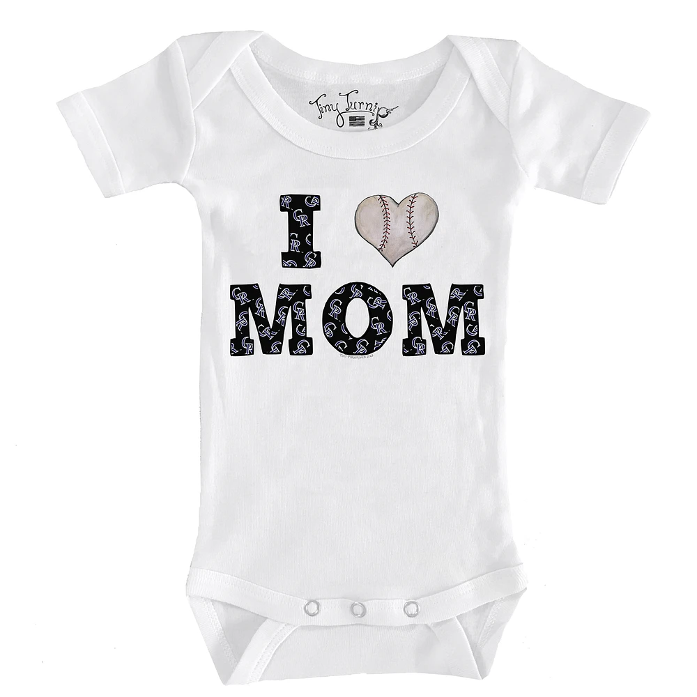 Infant Tiny Turnip White Colorado Rockies Heart Mom Bodysuit
