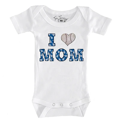 Infant Tiny Turnip White Los Angeles Dodgers Heart Mom Bodysuit