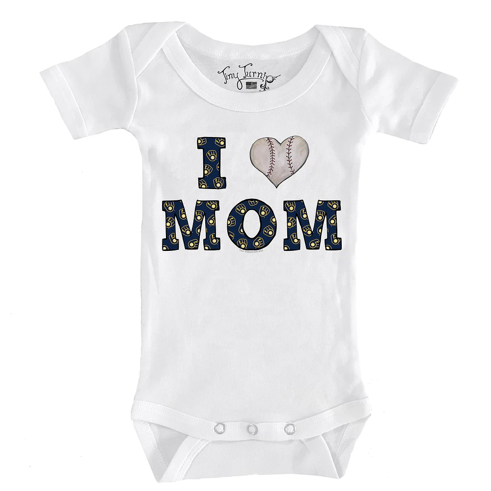 Infant Tiny Turnip White Milwaukee Brewers Heart Mom Bodysuit