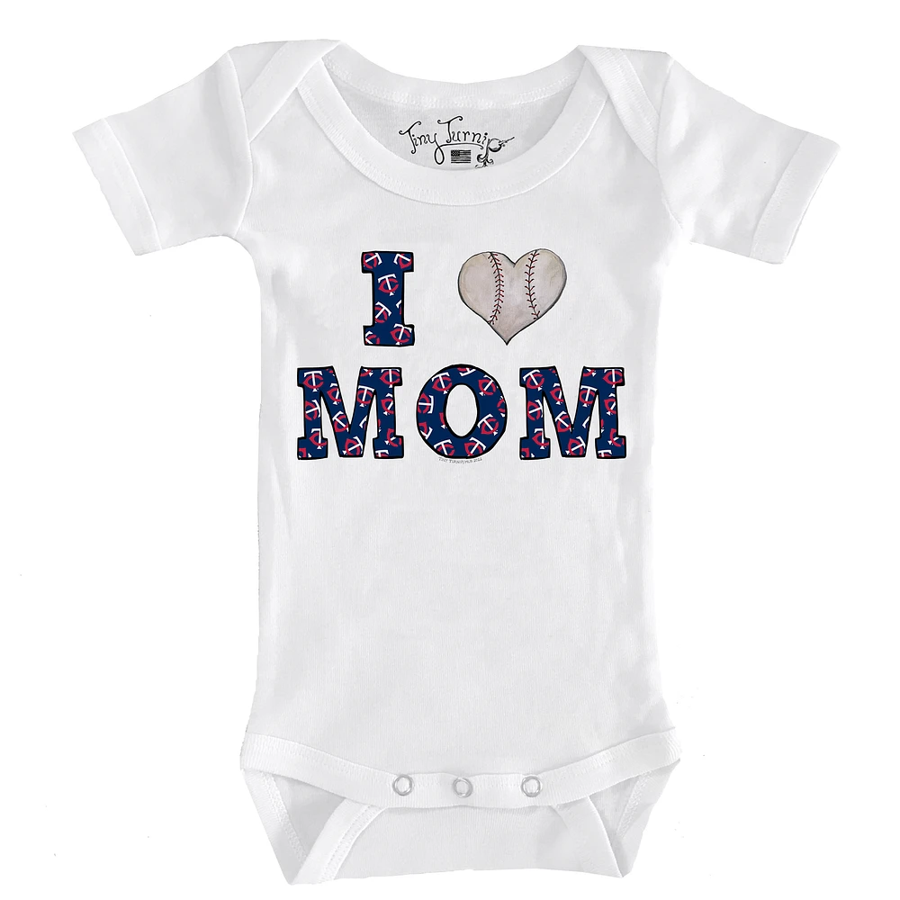 Infant Tiny Turnip White Minnesota Twins Heart Mom Bodysuit