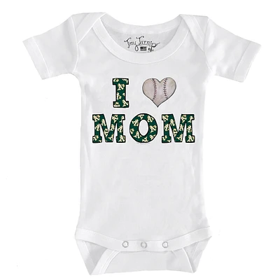 Infant Tiny Turnip White Athletics Heart Mom Bodysuit