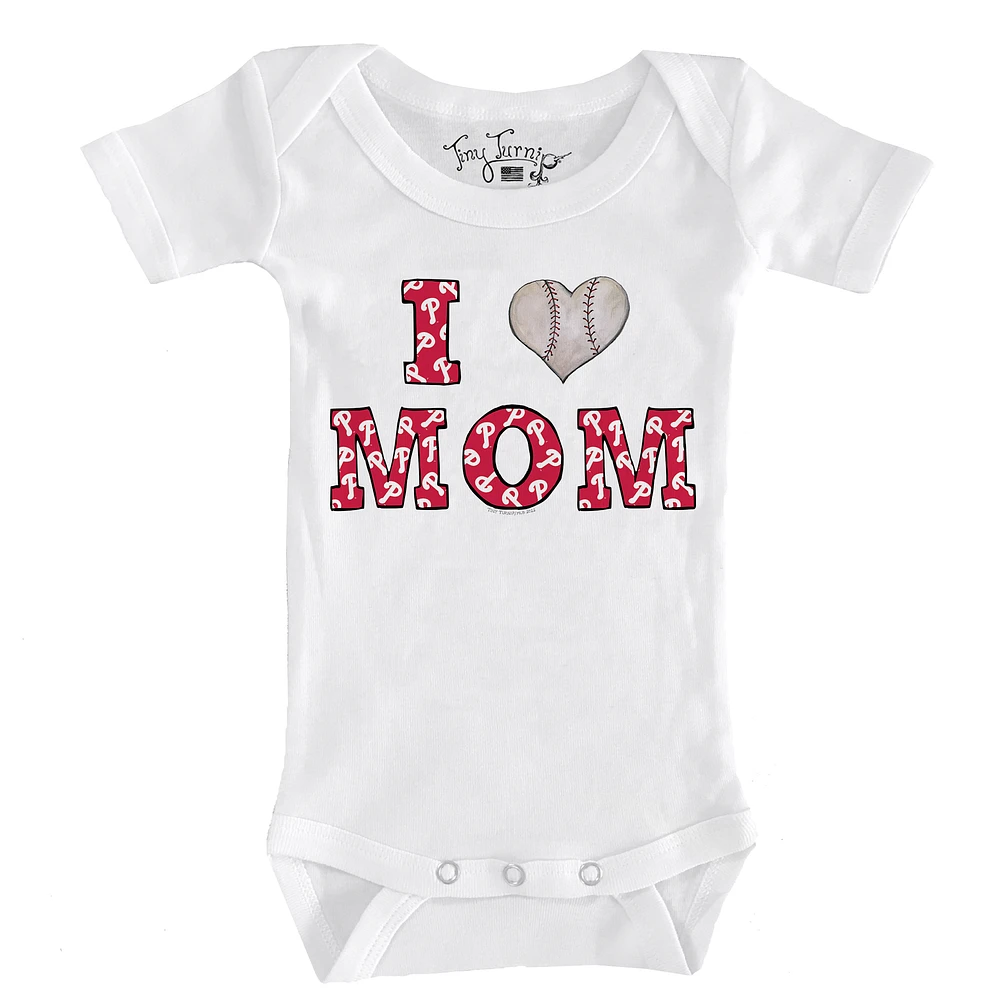 Infant Tiny Turnip White Philadelphia Phillies Heart Mom Bodysuit
