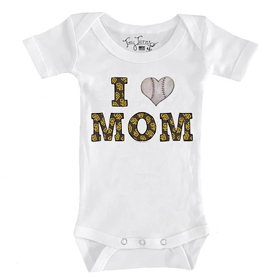 Infant Tiny Turnip White San Diego Padres Heart Mom Bodysuit