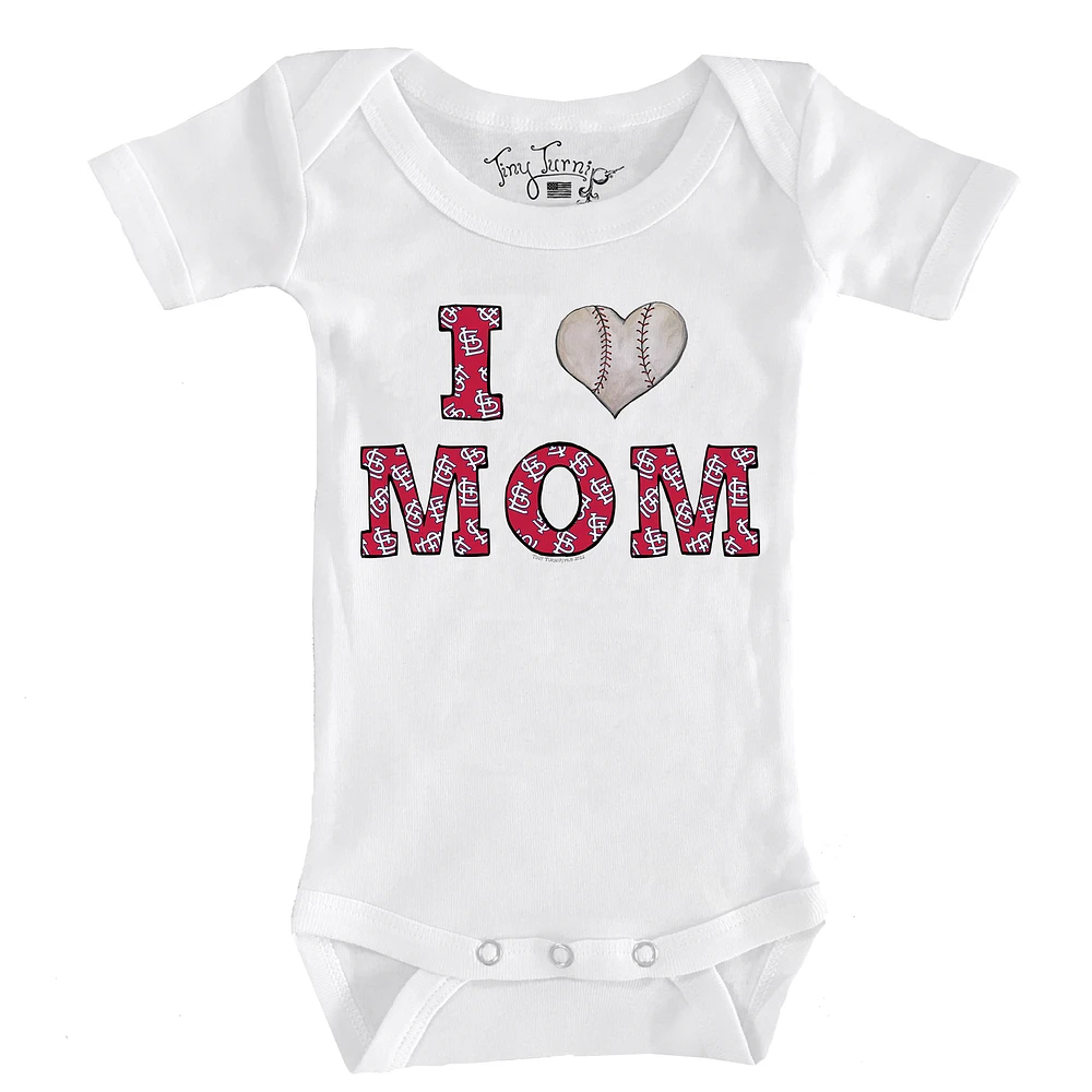 Infant Tiny Turnip White St. Louis Cardinals Heart Mom Bodysuit