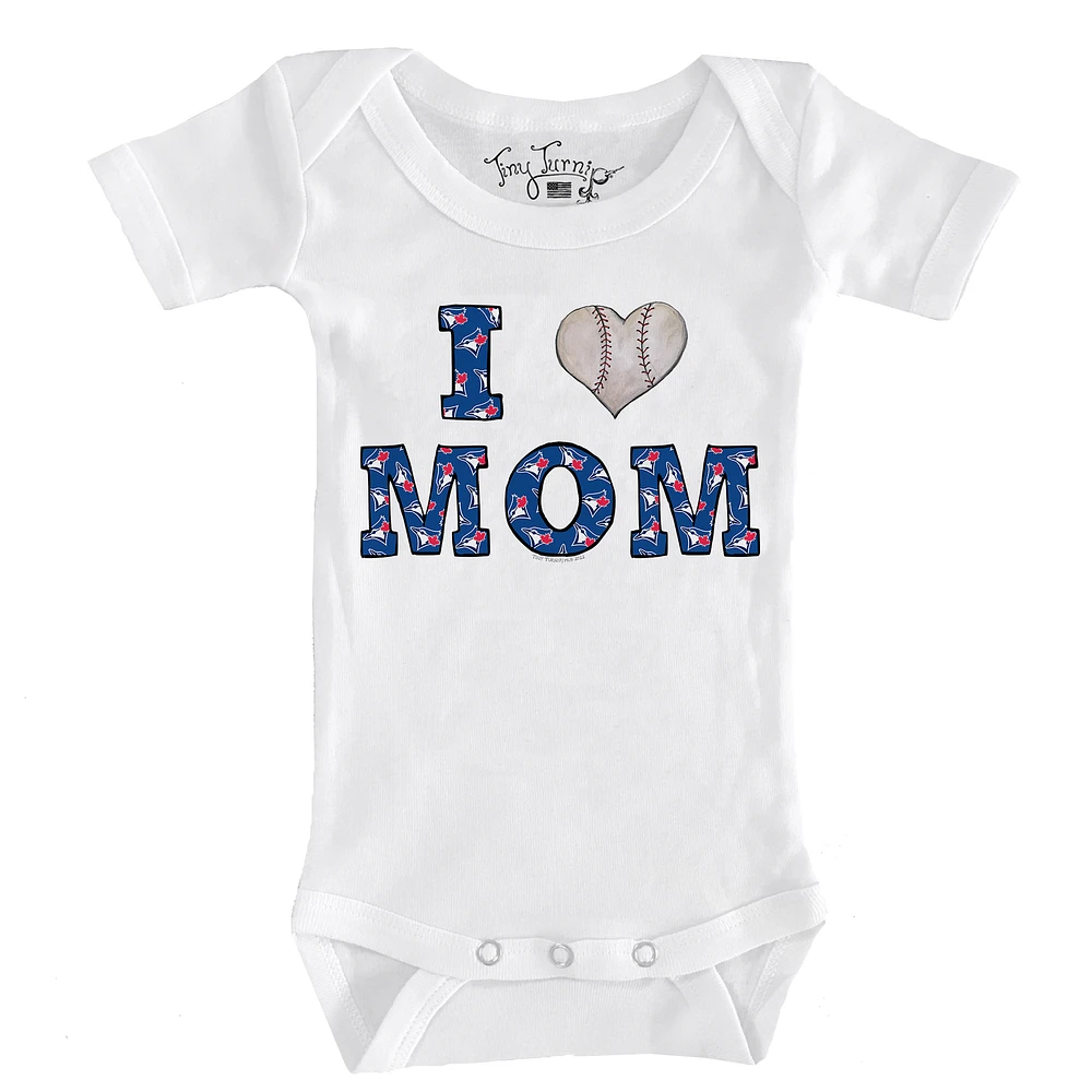Infant Tiny Turnip White Toronto Blue Jays Heart Mom Bodysuit