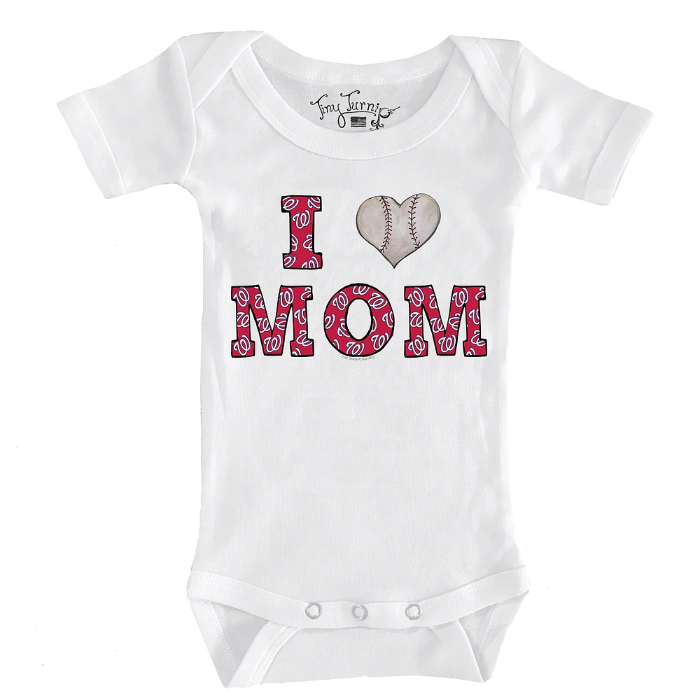 Infant Tiny Turnip White Washington Nationals Heart Mom Bodysuit